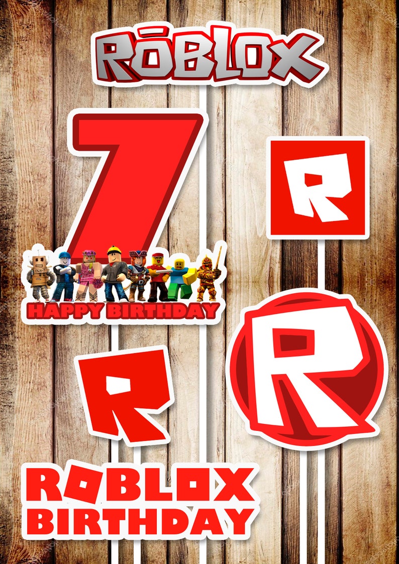 Roblox Centerpieces Roblox Digital Party Supplies Roblox Digital Roblox Birthday Party Roblox Party Roblox Diy Roblox Number 7 - 