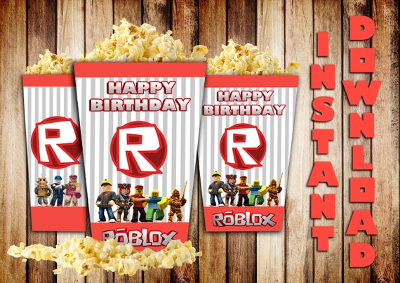 Roblox Popcorn Box Roblox Popcorn Box Party Favors Table Etsy - 90 off sale roblox birthday party digital banner roblox etsy