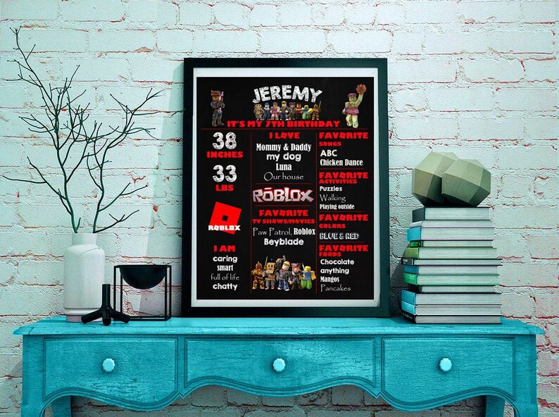 Personalized Roblox Poster Roblox Chalkboard Sign Roblox Etsy