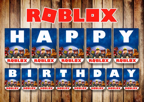 90 Off Sale Roblox Birthday Party Roblox Digital Banner Etsy - roblox party banner etsy