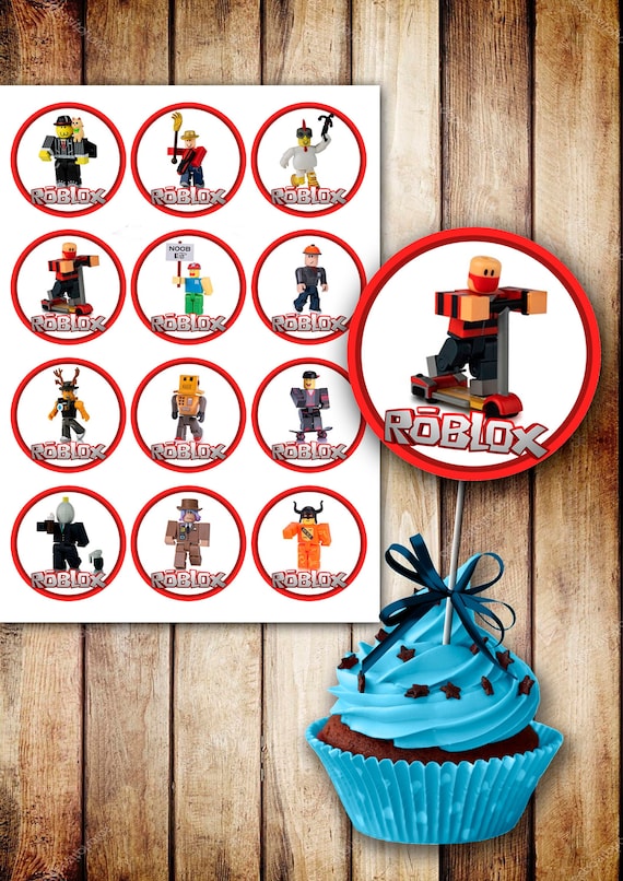 Digital Roblox Cupcake Personalized Toppers Roblox Printable Birthday Decoration Roblox Party Decor Murder Mystery 20 Roblox - cupcake hack roblox