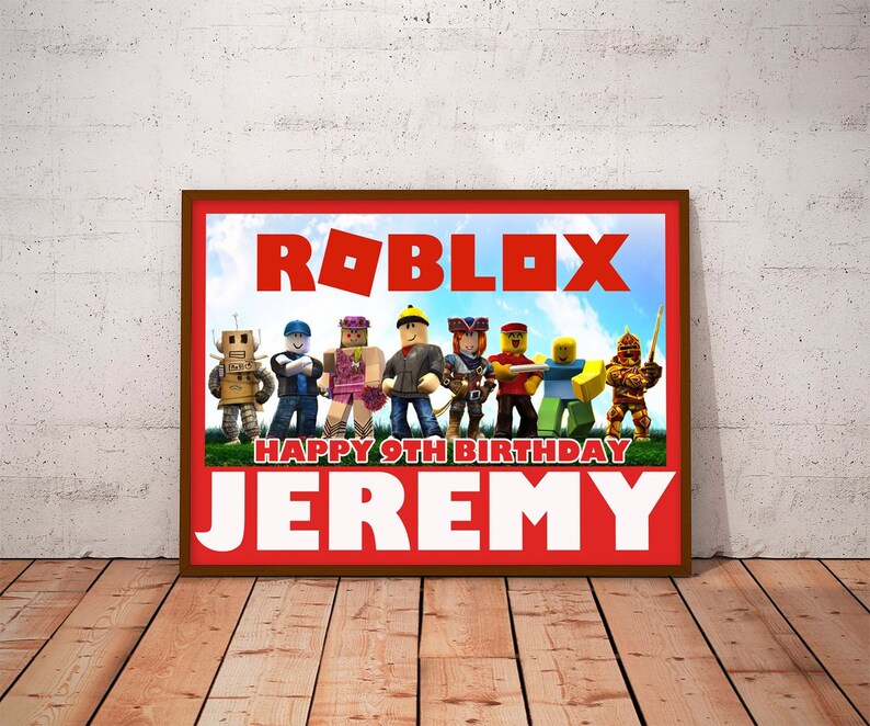 Roblox Personalized Roblox Birthday Poster Roblox Digital Etsy - roblox party banner etsy