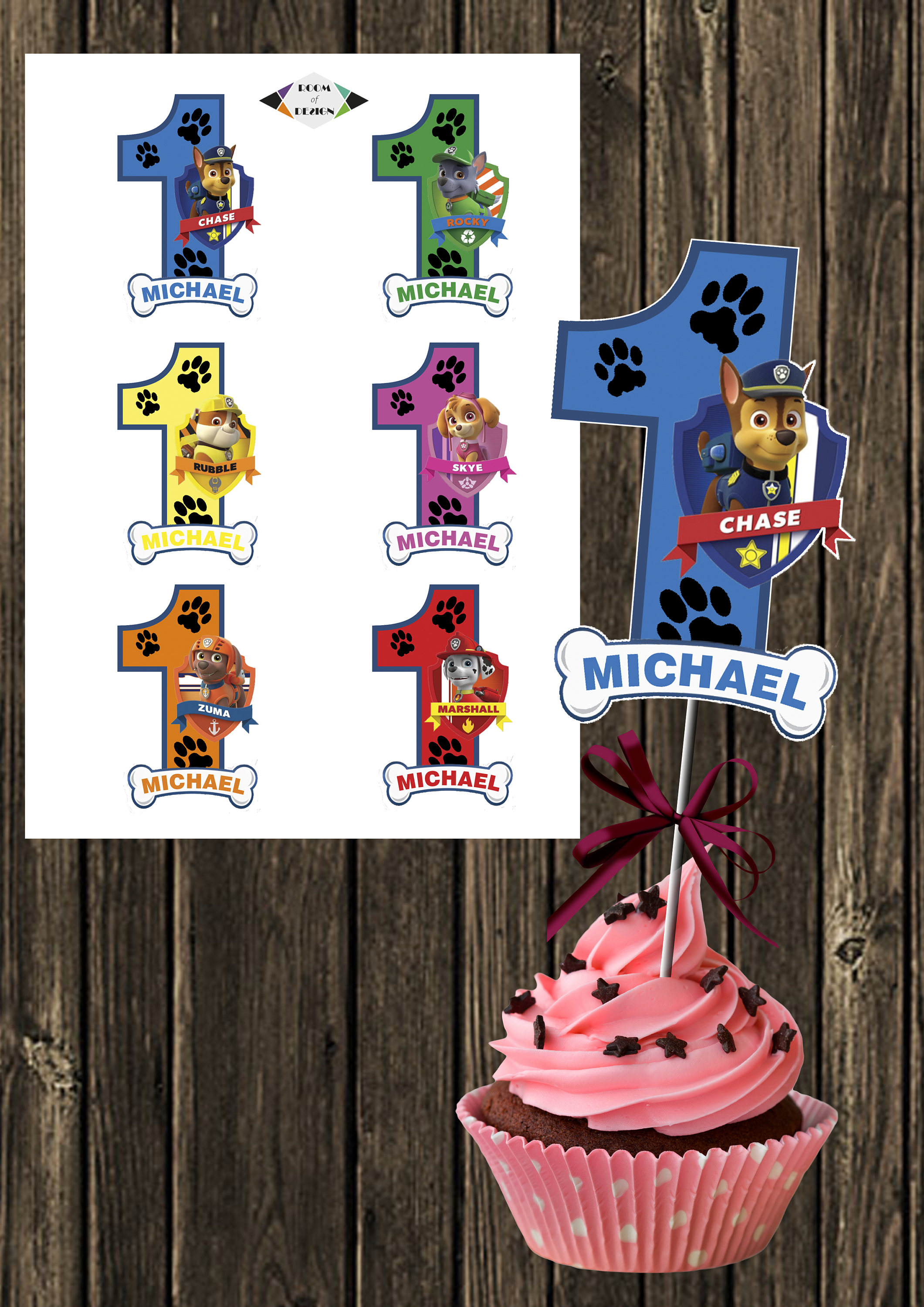Paw Patrol printable Paw Patrol Personalized Number 1 Paw | Etsy