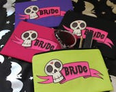 Skull Bride Make Up Bag, Alternative Wedding, Alternative Bride Gift, Creepy Cute, Gothic Bride, Gothic Wedding, Wedding Gift, Cosmetic Bag