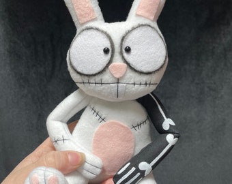 Creepy Easter Rabbit, Zombie Bunny Art Doll, Halloween Homeware, Gothic Home Decoration, Gothic Homeware, Spooky Cute, Creepy Cute Decor