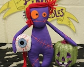 Purple Horror Plushie by Pins & Needles, Creepy Cute, Scary Doll, Goth Doll, Gothic Present, Freaky Doll, Halloween Doll, Creepy Cute