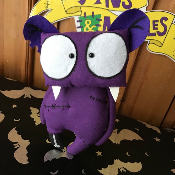 Nervous Monster Art Doll by Pins and Needles, Anxiety Gift, Creepy Cute, Gothic Monster, Art Plushie, Scary Cute, Anxiety Relief Buddy