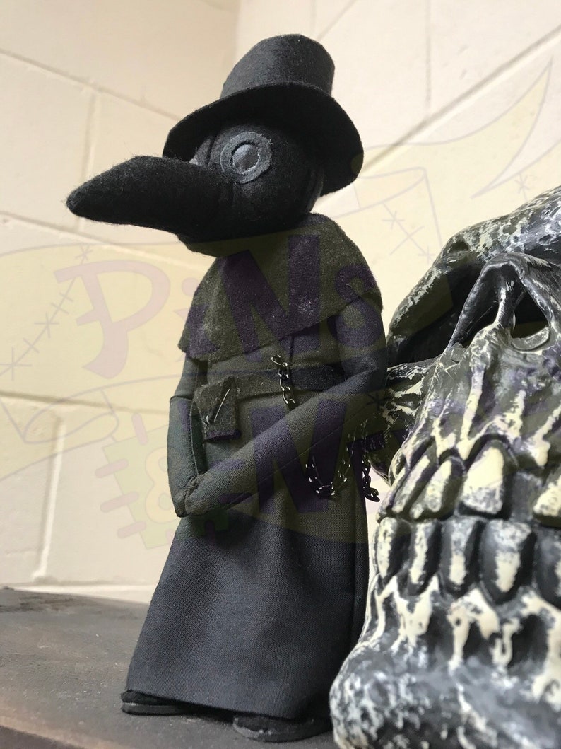 Plague Doctor Art Doll, Creepy Cute, Plague Doll, Horror Art Doll, Gothic Homeware, Gothic Doll, Halloween Home, Alt Doll image 5