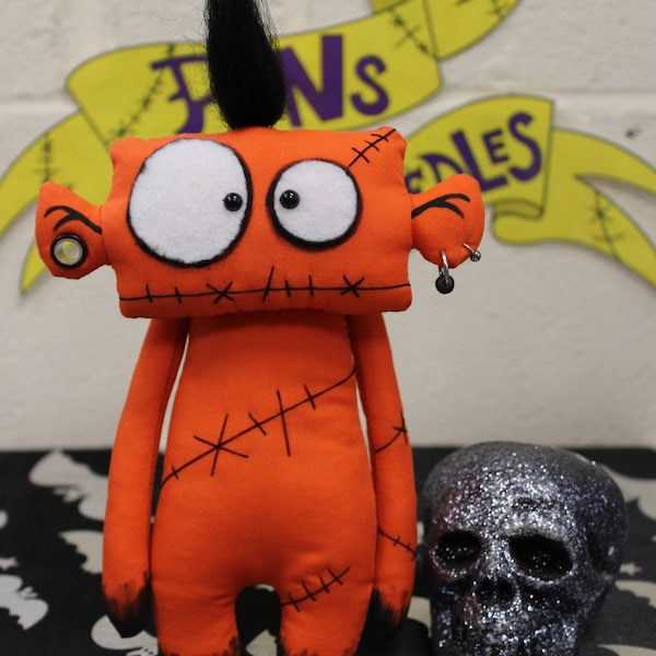 Creepy Cute Monster, Horror Art Doll, Horror Plushie, Scary Cute, Gothic Homeware, Gothic Gift, Small Gift, Tim Burton, Halloween Doll