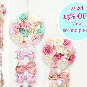 Hair bows and Headbands Holder - Blooming garden; Floral bow Organizer; Hair Clip Storage; Hair Bow Hanger; Holder; Floral bedroom decor