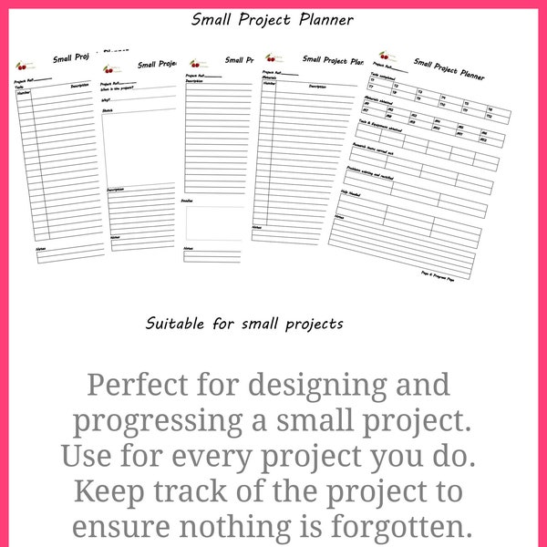 Small Project Planner for Household Projects. DIY. Home projects. Dad project. Small household jobs. Mom jobs. Small projects. Hobby record