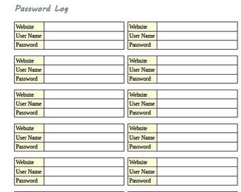 Password Tracker Printable: Login Organizer Chart (PDF Download)
