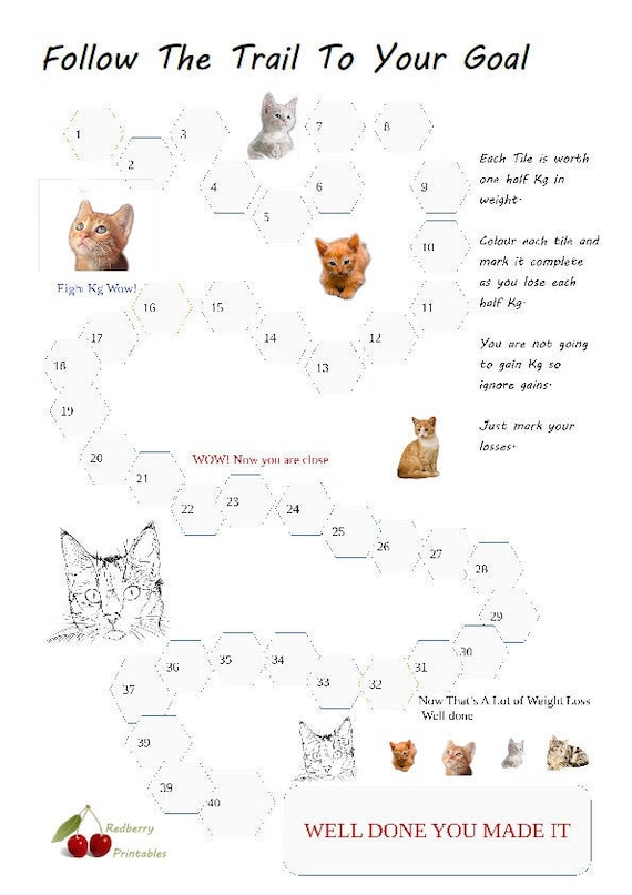 Weight Loss Tracking Trail With Cats Marking Weight
