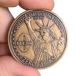One F*ck/Zero F*cks Statue of Liberty Decision Maker Coin - Bronze