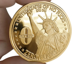 One F*ck/Zero F*cks Statue of Liberty Decision Maker Coin - Gold