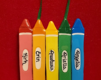 Crayon family personalized dough Christmas tree ornament two to six crayons- Baer Hands