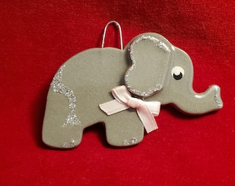 Handmade Elephant Christmas tree ornament with personalization