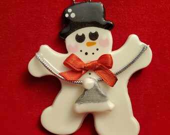 Snowman personalized Christmas tree ornament with 1-5 hats