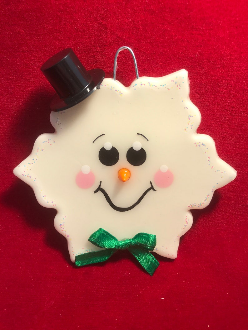 Snowflake personalized dough Christmas tree ornament with top hat Baer Hands image 1