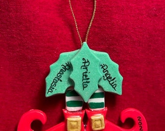 Elf handmade personalized ornament by Baer Hands