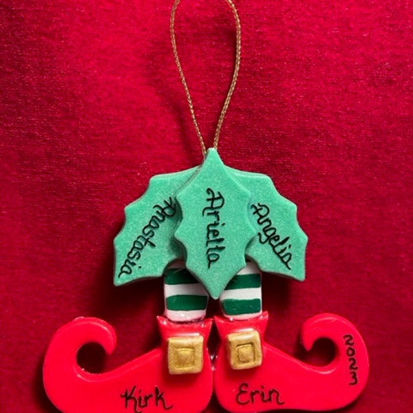 Elf handmade personalized ornament by Baer Hands