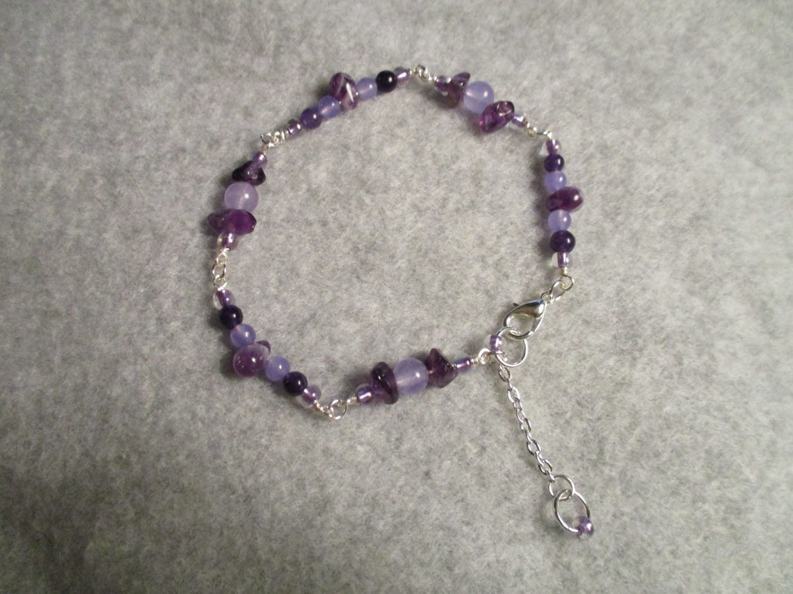 Jade and Amethyst Bracelet Healing Protective Stone Wire Etsy