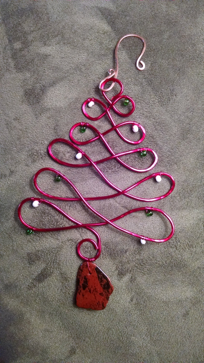 Handmade Christmas Tree Ornament Hammered Red Copper Wire Etsy
