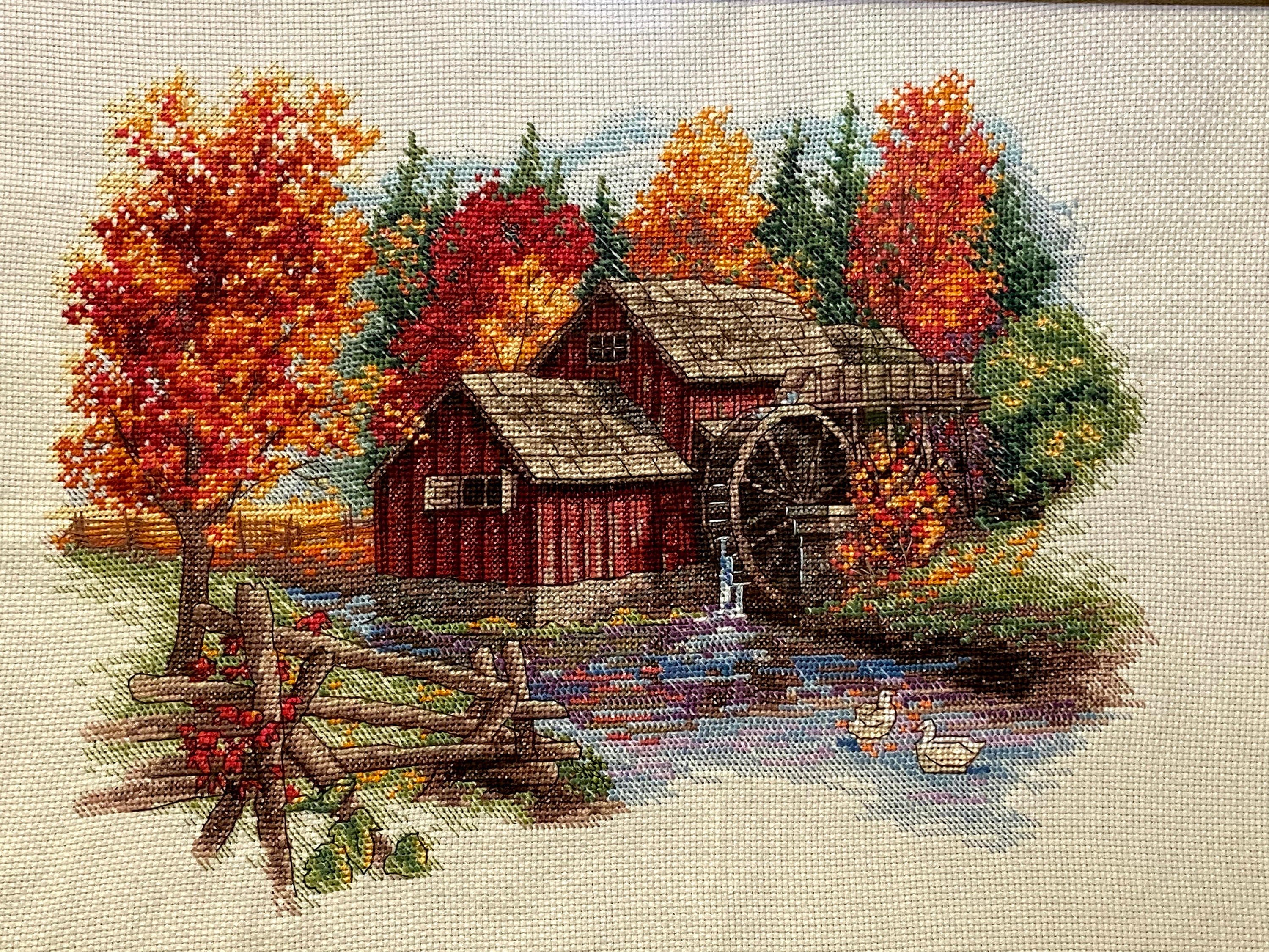 Completed Cross Stitch framed Autumn Beauty | Etsy