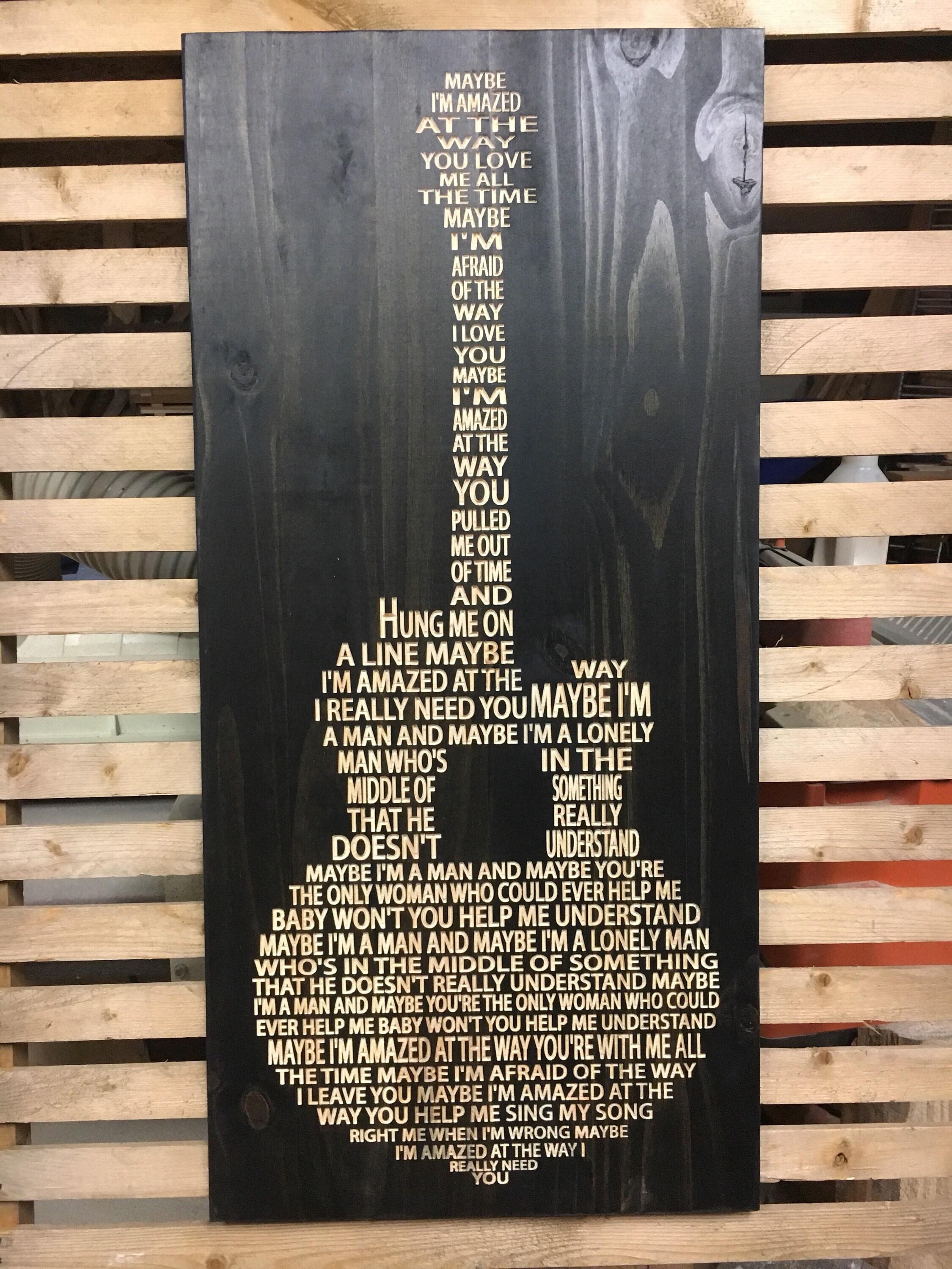 Maybe I'm Amazed by Paul McCartney Lyrics Carved in wood