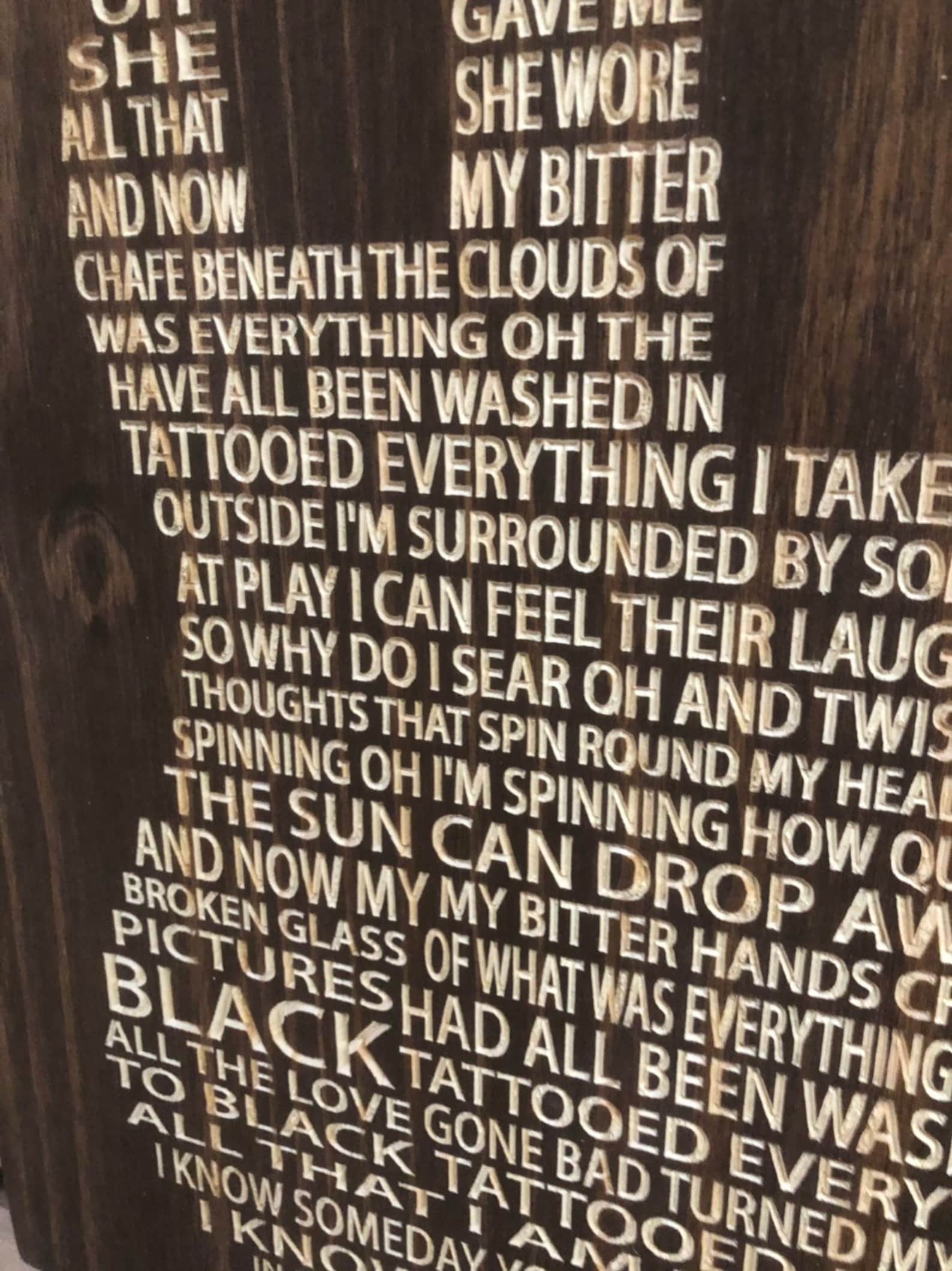 Pearl Jam Black Lyrics on Electric Guitar Carved in Wood - Etsy