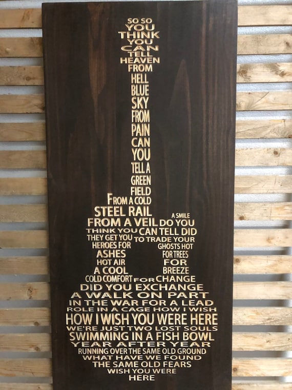 Wish You Were Here Pink Floyd Lyrics Carved In Wood Etsy