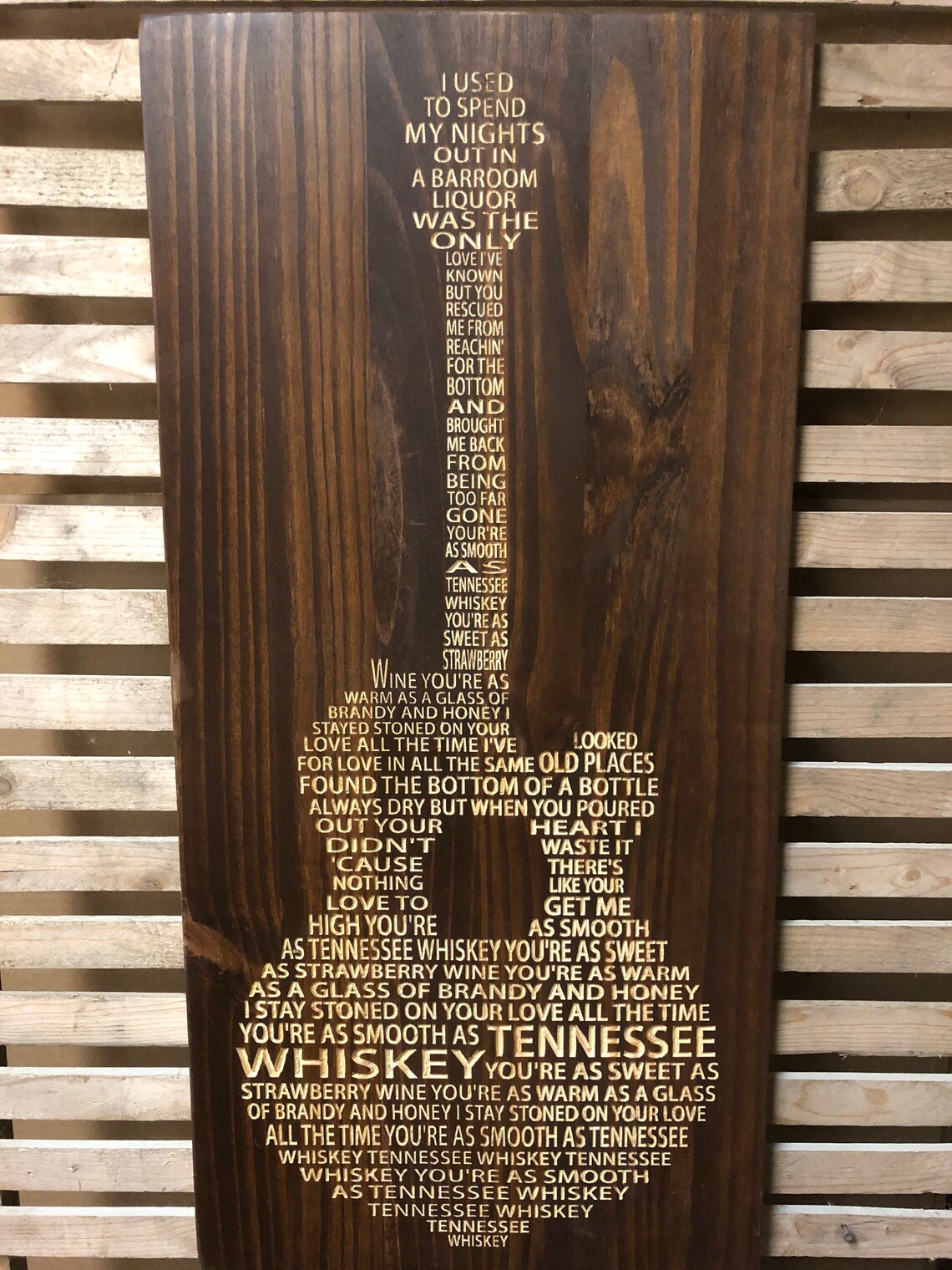 Tennessee Whiskey Chris Stapleton lyrics carved in wood | Etsy