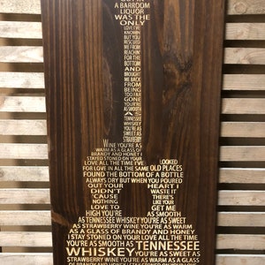 Tennessee Whiskey - Chris Stapleton lyrics carved in wood