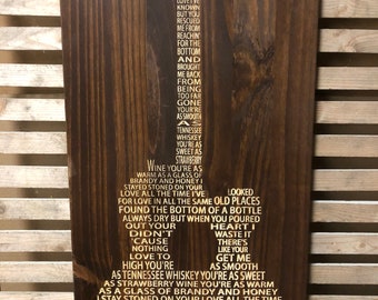 Tennessee Whiskey - Chris Stapleton lyrics carved in wood