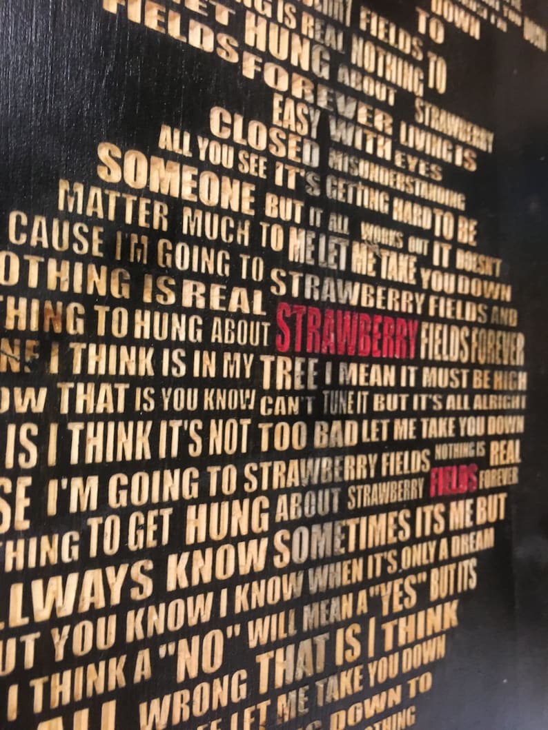 Strawberry Fields Lyrics Carved in Wood Etsy