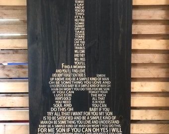 Simple Man- Lynyrd Skynyrd lyrics carved in wood
