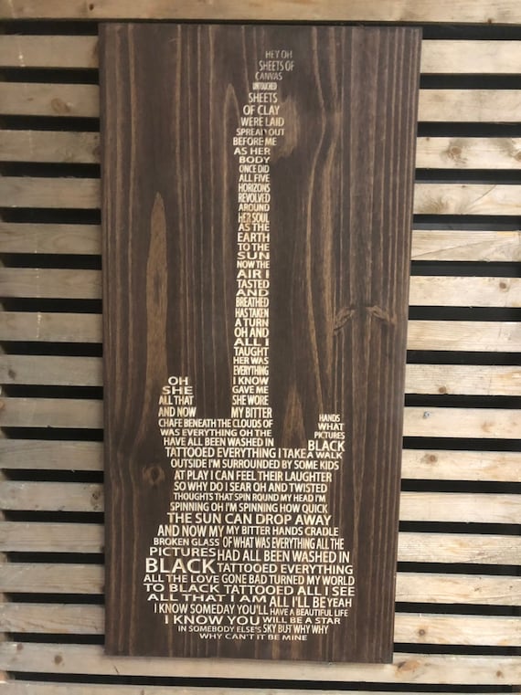 Pearl Jam Black Lyrics On Electric Guitar Carved In Wood Etsy