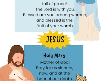 The Hail Mary (modern words) Illustrated Print [Digital Download]