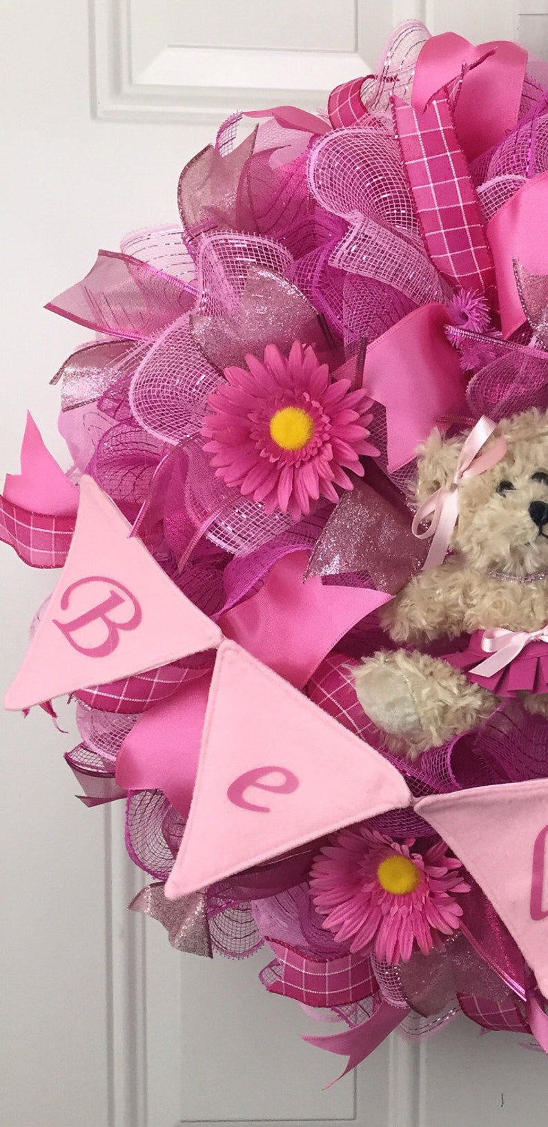Baby Shower Wreath Baby Girl Wreath Made to Order Deco Mesh Etsy