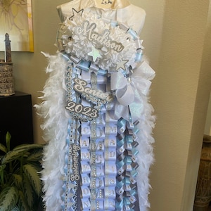 Double Deluxe Homecoming Mum, Homecoming mum, Mum with boa, double diagonal deluxe mum- PLEASE Inbox Me before purchase to see availability!