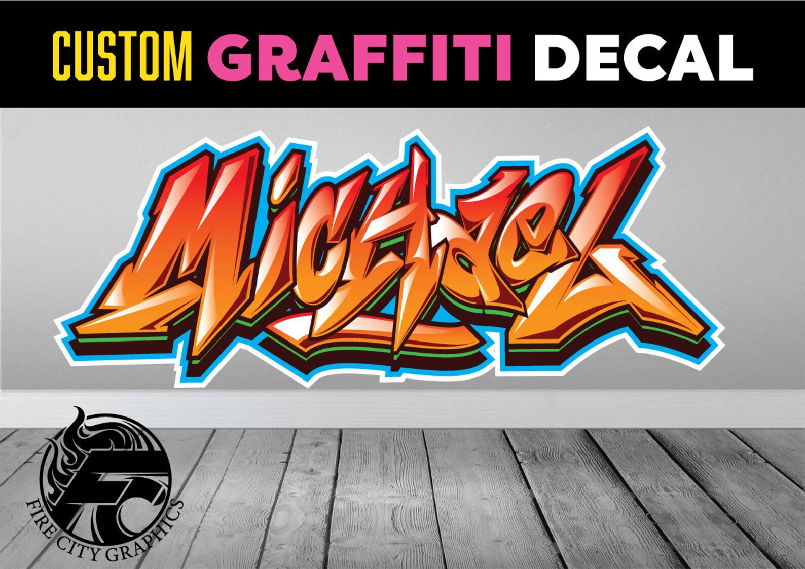 Custom Graffiti Name Sticker Decal Wall Art Room Decor One Etsy