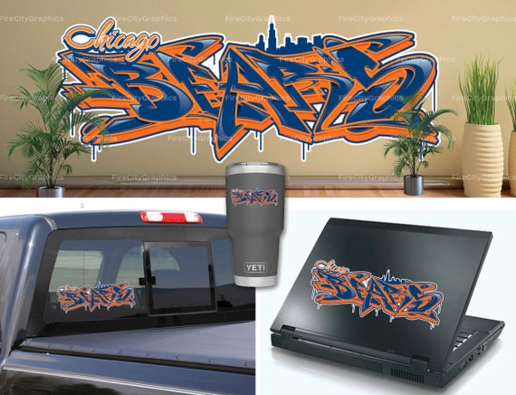 Chicago Bears Graffiti Vinyl Bumper Laptop Wall Decor Decal - Chicago Bears Wall Art Chicago Bears Graffiti Vinyl Bumper Laptop Wall Decor Decal - Chicago Bears Wall Art