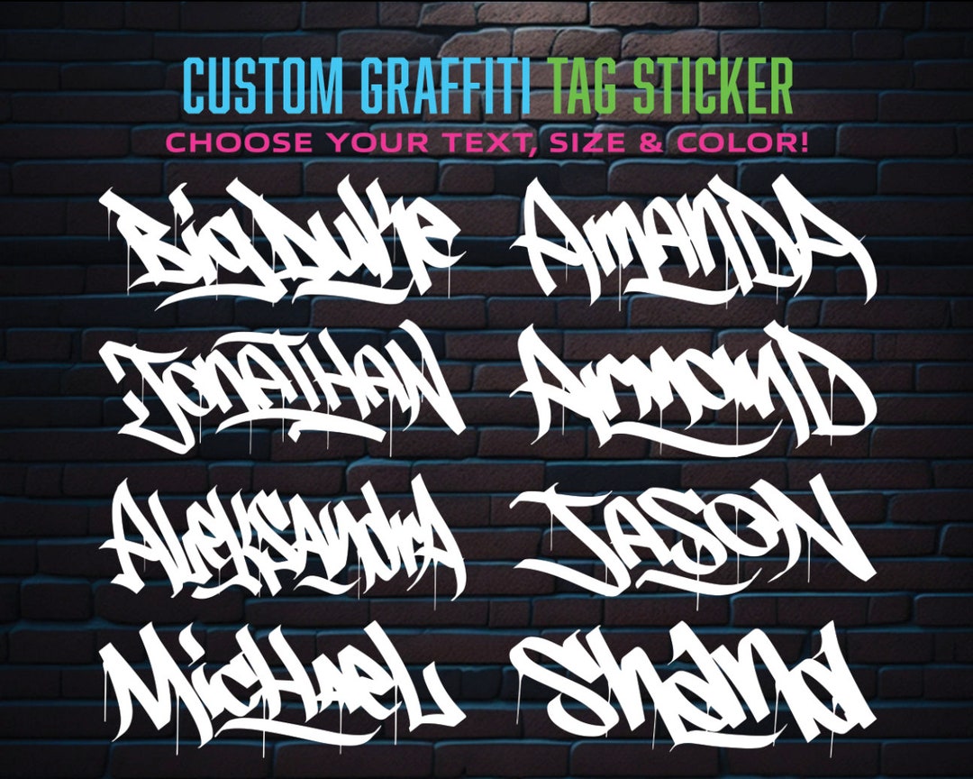 Custom Graffiti Tag Name Sticker Decal, Wall Sticker, Home Decor and