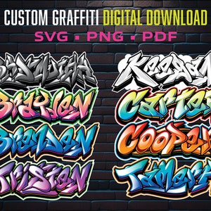 Personalized Custom Graffiti Name Design SVG Digital Download File, Printable Art, Home Decor, Print at Home, Custom Logo, Unique Artwork