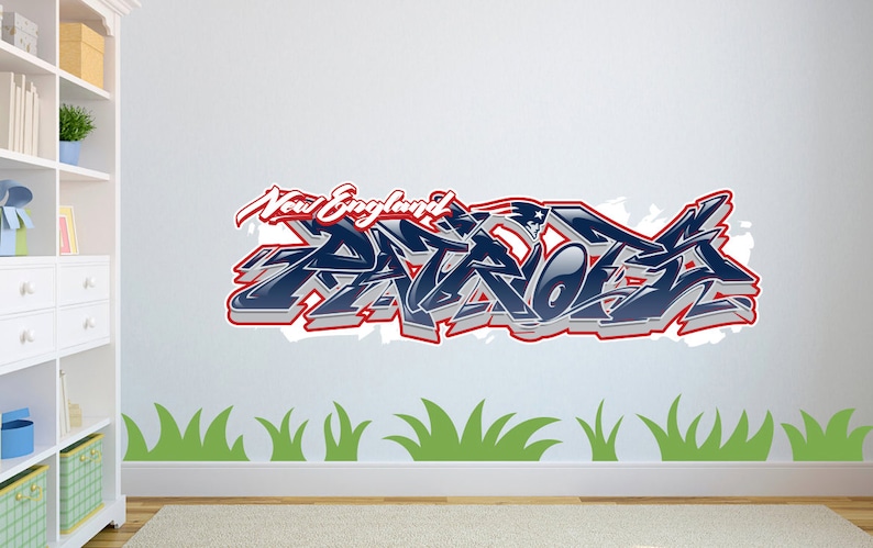new england patriots graffiti custom wall decal | etsy
