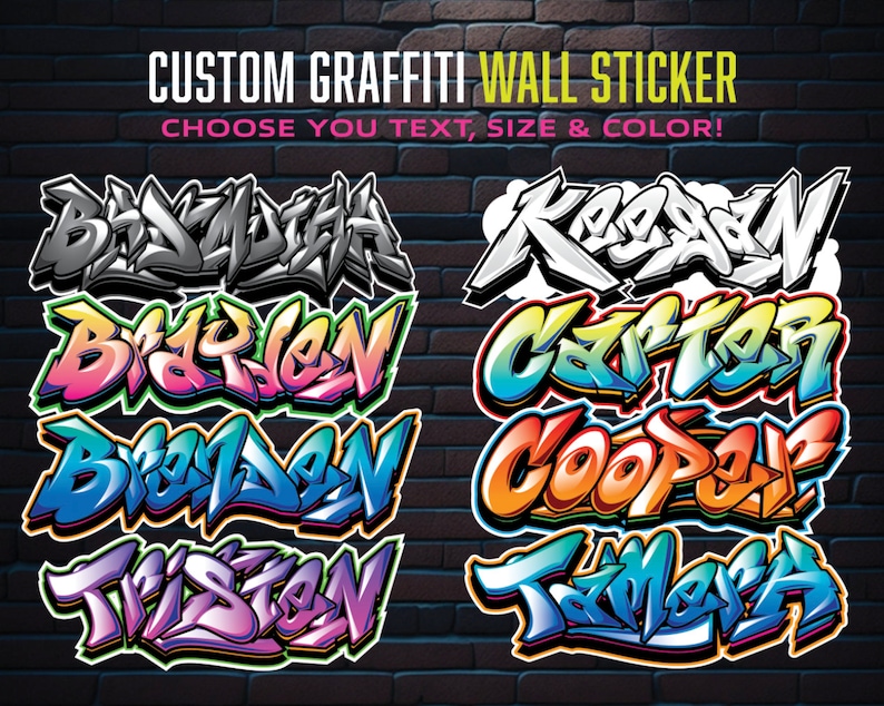 Custom Graffiti Name Sticker Decal, Wall Sticker, Home Decor and gifts, Custom Sticker, Wall Decoration, Laptop Sticker, Modern Wall Art image 2