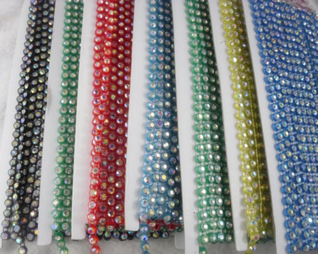 SS6 AB Rhinestone Banding - 10 Yard Sew On Rhinestone Trim For Crafting