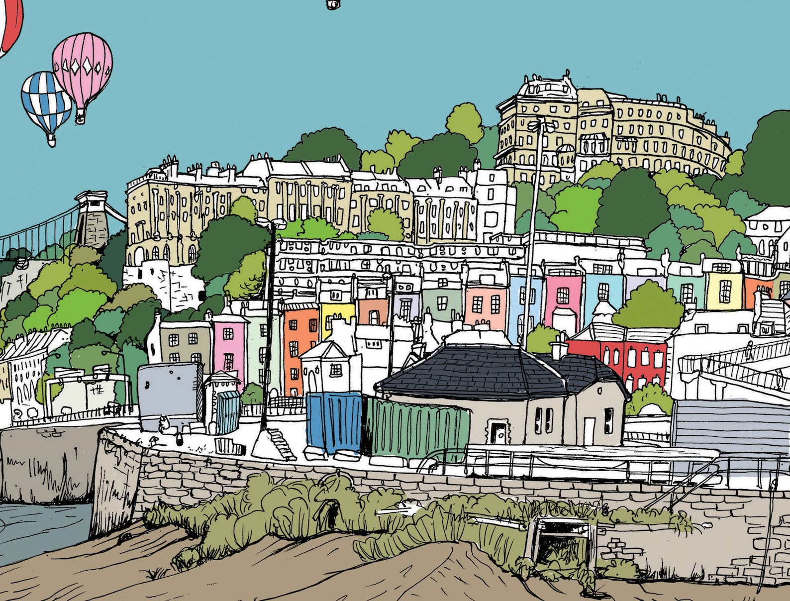 Bristol illustration fine art print Clifton Suspension Etsy