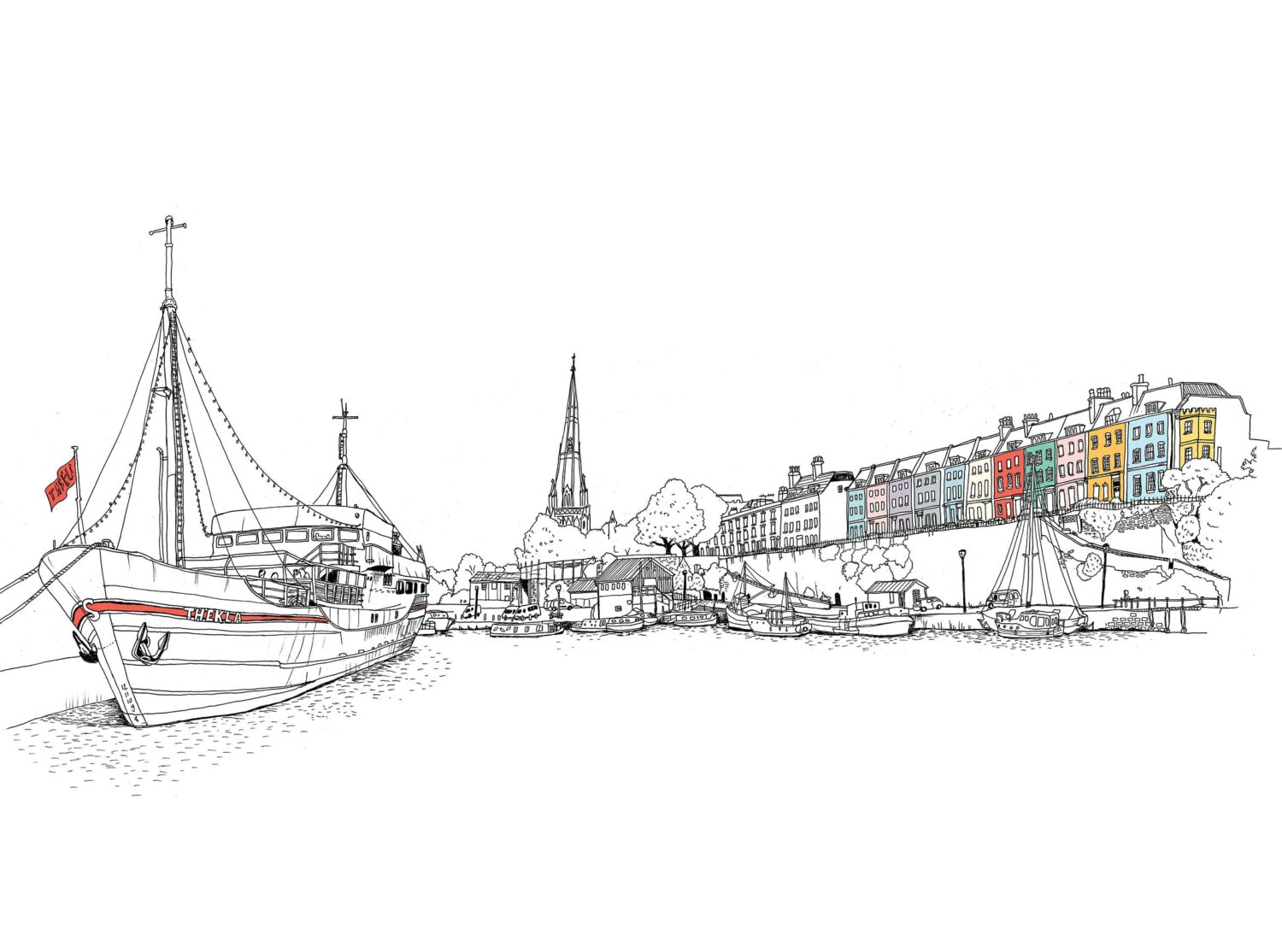 Bristol Illustration, Fine Art Print, Bristol Thekla and Floating