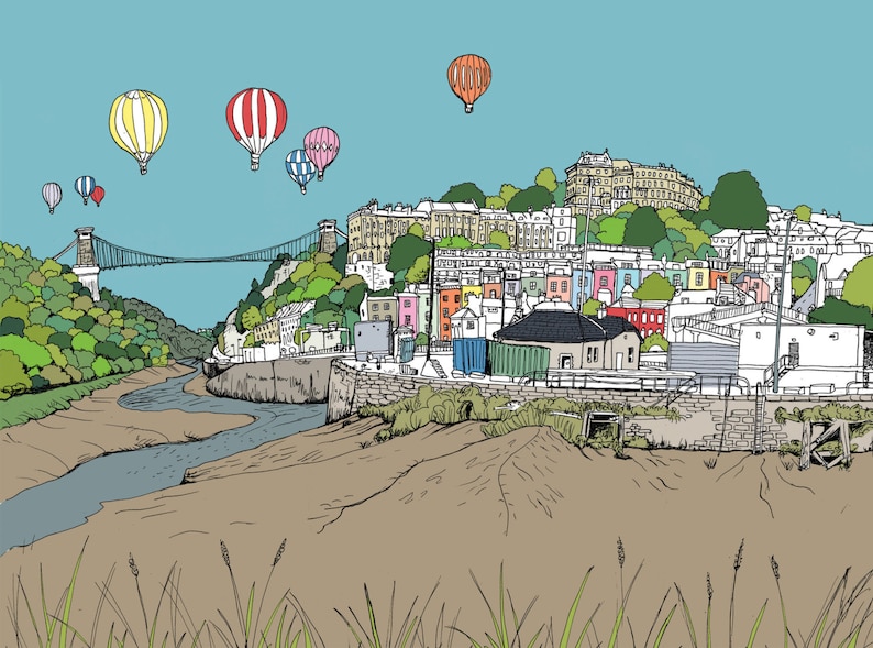 Bristol Illustration Fine Art Print Clifton Suspension Etsy UK